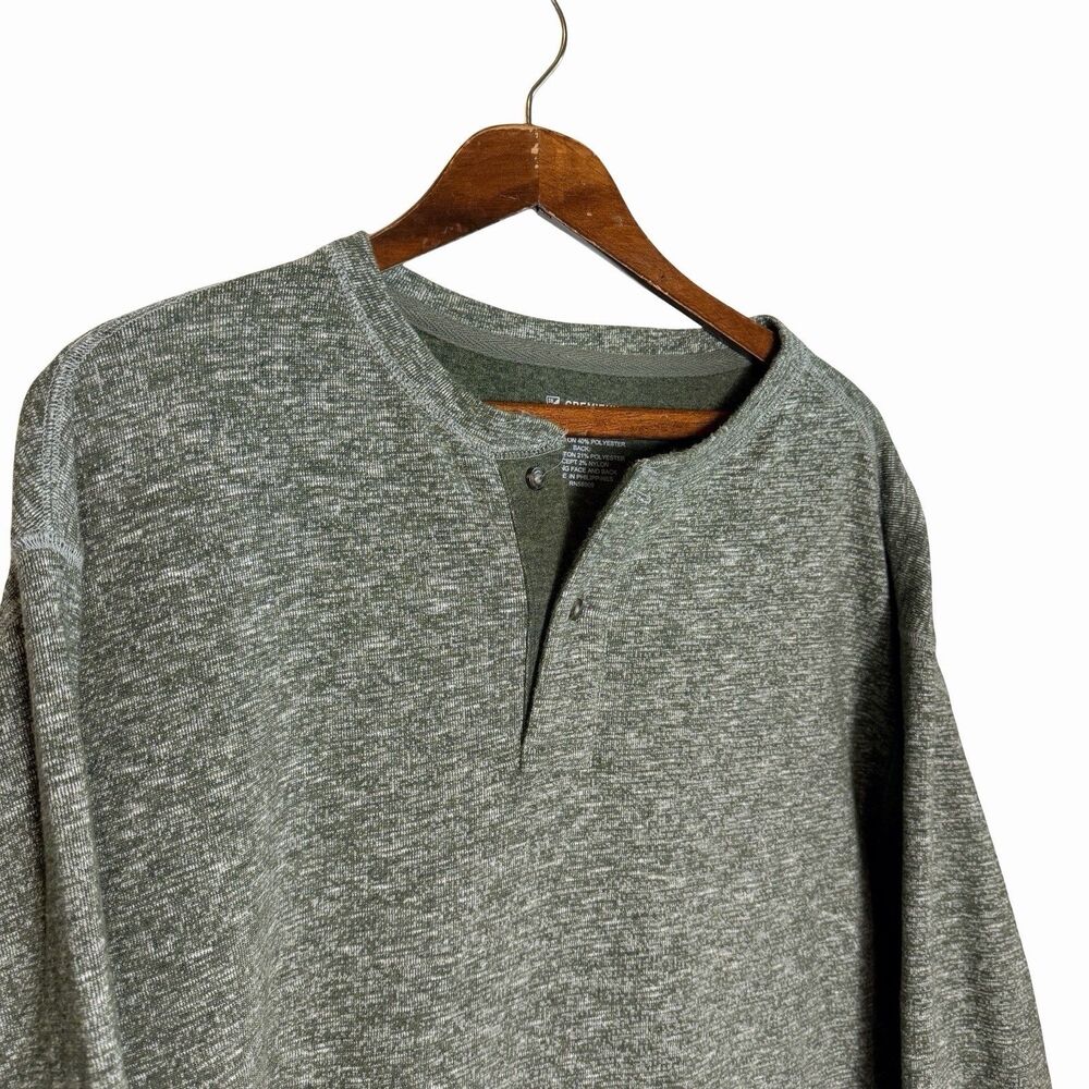 Daniel Cremieux Henley Men's XLT Heathered Green Heavy Cotton Blend Long Sleeve